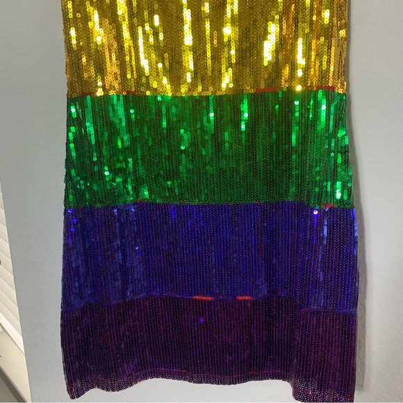 Sequins Ranbow Sleeveless Mini Dress size Small Mini Round Neck Costume Pride - Picture 9 of 12
